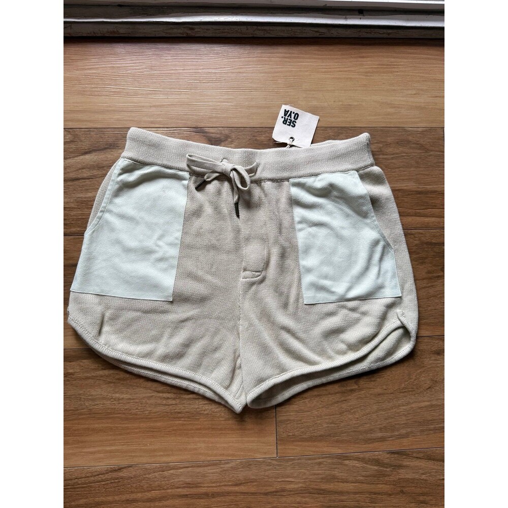 NWT SER.O.YA Uma Cotton Knit Shorts Sage Light Green Size Large